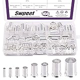 Swpeet 166Pcs 8 Sizes Wire Copper Crimp Fitting