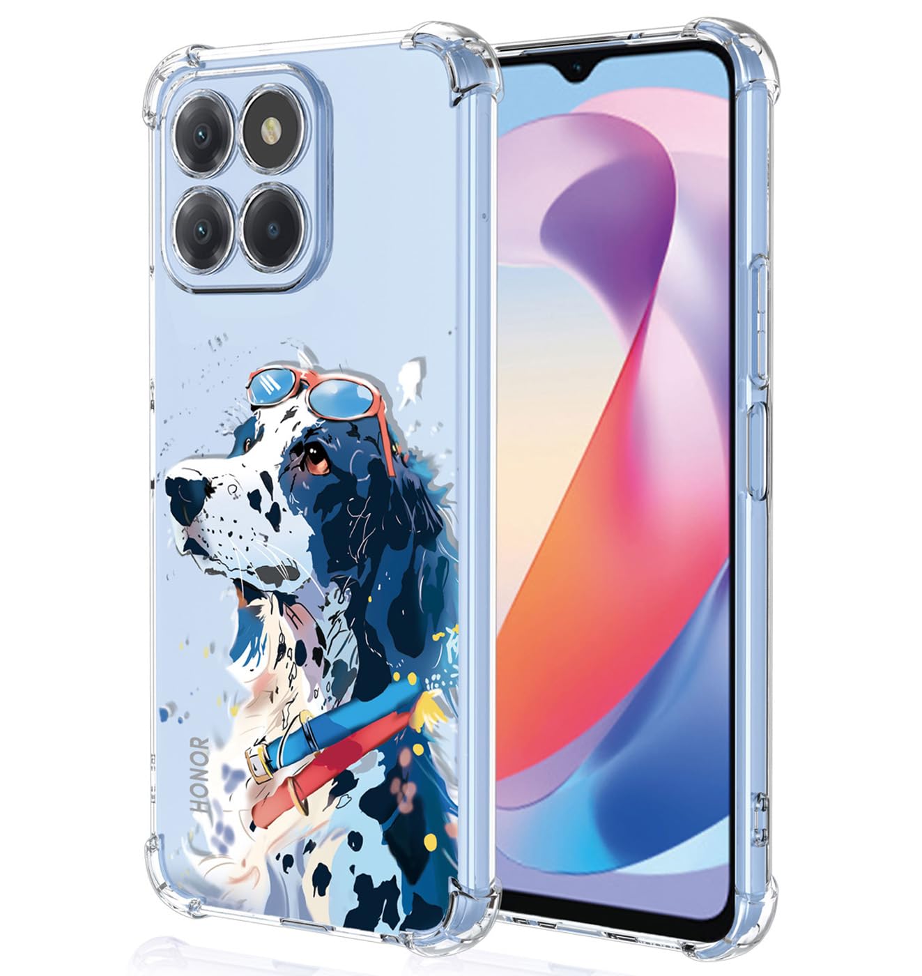 YUXING Clear Case for Honor X6a - Cute Cool Pattern Design Slim Transparent Protective Case Soft TPU Shockproof Bumper Cover (White Dog) — image 1