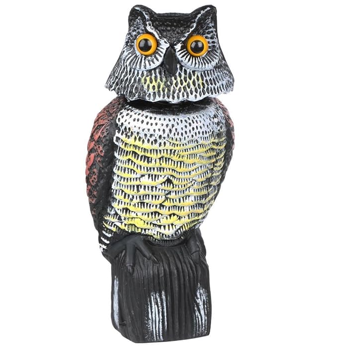 Buy YAHEETECH Realistic Owl Decoy with Rotating Head to Scare Birds