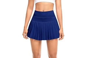DERCA Womens Tennis Skirt with Shorts Pleated Mini Skirts High Waisted Golf Skorts Athletic Skirts with Pockets