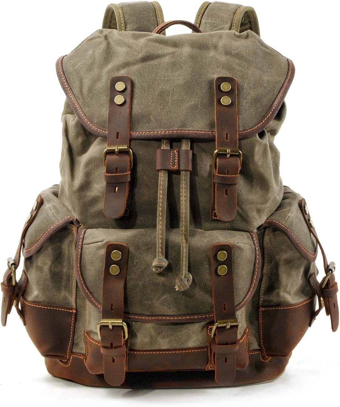 mens canvas leather backpack