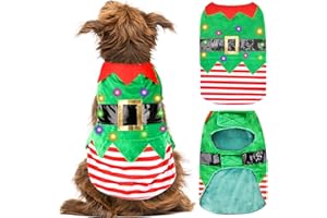 Sebaoyu Christmas Dog Dresses New Year Winter Pet Puppy Sweater with Color Light Warm Cat Christmas Clothes Costume Outfit Xmas Apparel Party Clothing for Small Medium Dogs (Green, X-Large)