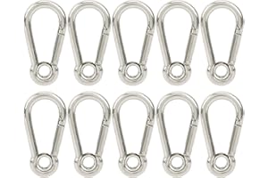 Aoaoy 10Pcs Snap Hook, Buckle 304 Stainless Steel with Spring Load, for Rock Climbing Camping Hooking Safety Rope M5