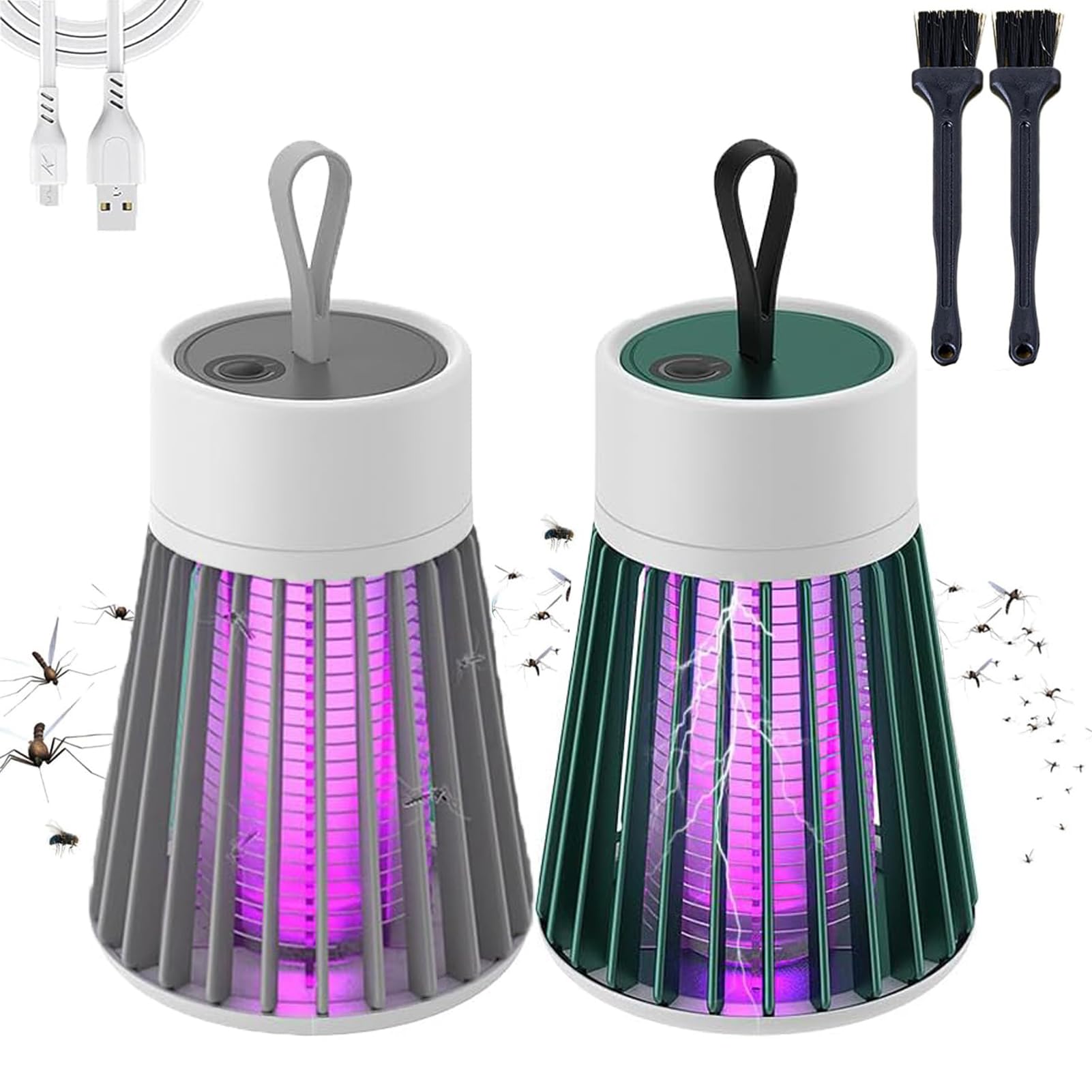 Electric Fly Zapper, Portable Fly Killer Indoor Mosquito Killer with LED Light USB Rechargeable Mosquitoes Repellent for Garden Outdoor Backyard Terrace Camping (2)