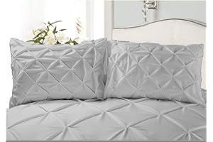 Saferay Green Silver Pinch Pleated Pintuck Pillow Shams Set of 2pc Hotel Luxury 800 TC Organic Cotton Cushion Cover Standard Size 20x26 Super Soft Decorative Pillow Cover Solid Pillow Sham