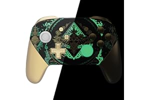 eXtremeRate Glow in Dark - Totem of Kingdom Black Faceplate Backplate Handles for Nintendo Switch Pro Controller, Replacement