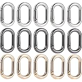HLTOO 15PCS Spring Claps Connector, Metal Jewelry Clasps, Snap Hooks Clip Buckle, for Bags, Purses, Keychains, 3 Colors