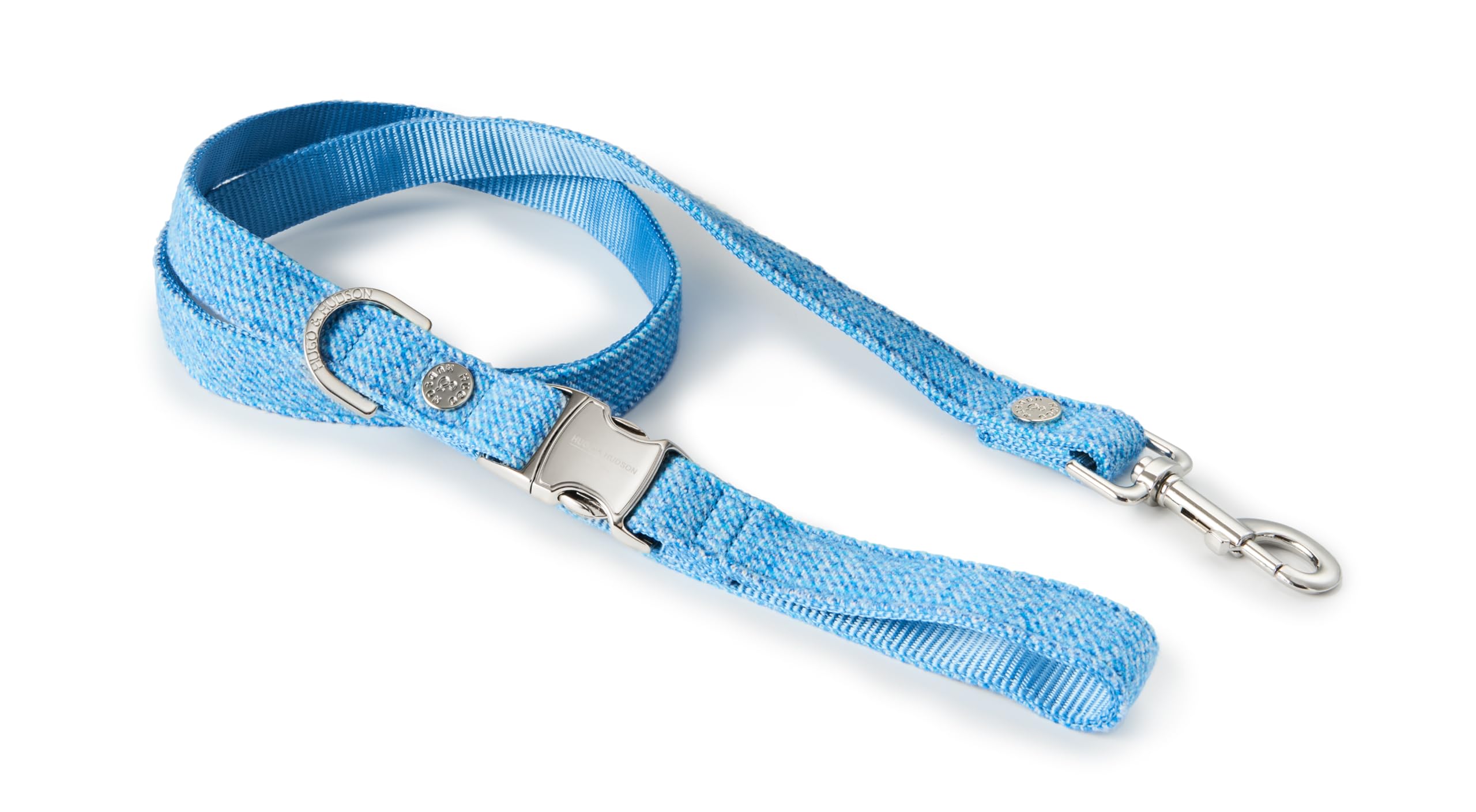 HUGO & HUDSON Tweed Dog Lead, Padded Handle Training Pet Leash, Blue, 1.2m Length x 2.5cm Width