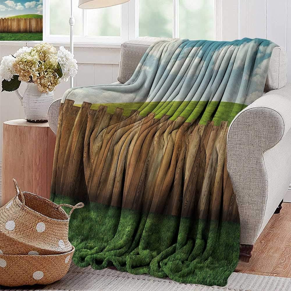 PearlRolan Blankets Fleece Blanket Throw,Farmland,Wooden Garden Fence