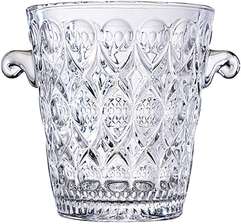 Ice Bucket Elegant Crystal Ice Bucket with Handles, Wine Cooler Bucket