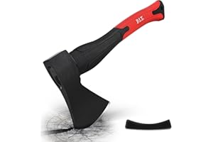 P.I.T. 15" Hatchet Axe, Camping Outdoor Hatchet for Wood Splitting and Chopping, Forged Steel Blade with Sheath,Shock Absorbing Fiberglass Anti-Slip Handle, Multi-Use Axe