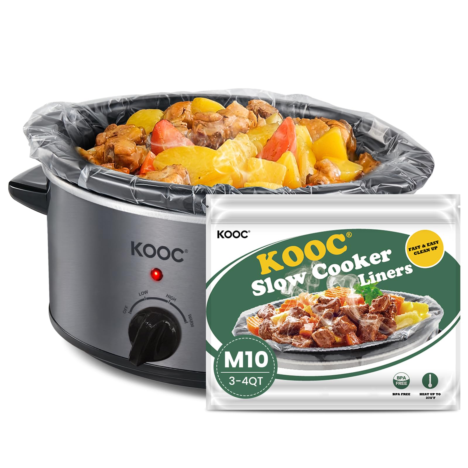 Photo 1 of KOOC Slow Cooker Liners 11"x17" 10 count Middle Size Disposable Plastic Bags Pot Liners Cooking Bags Fit 3 qt to 4 qt Pot BPA Free