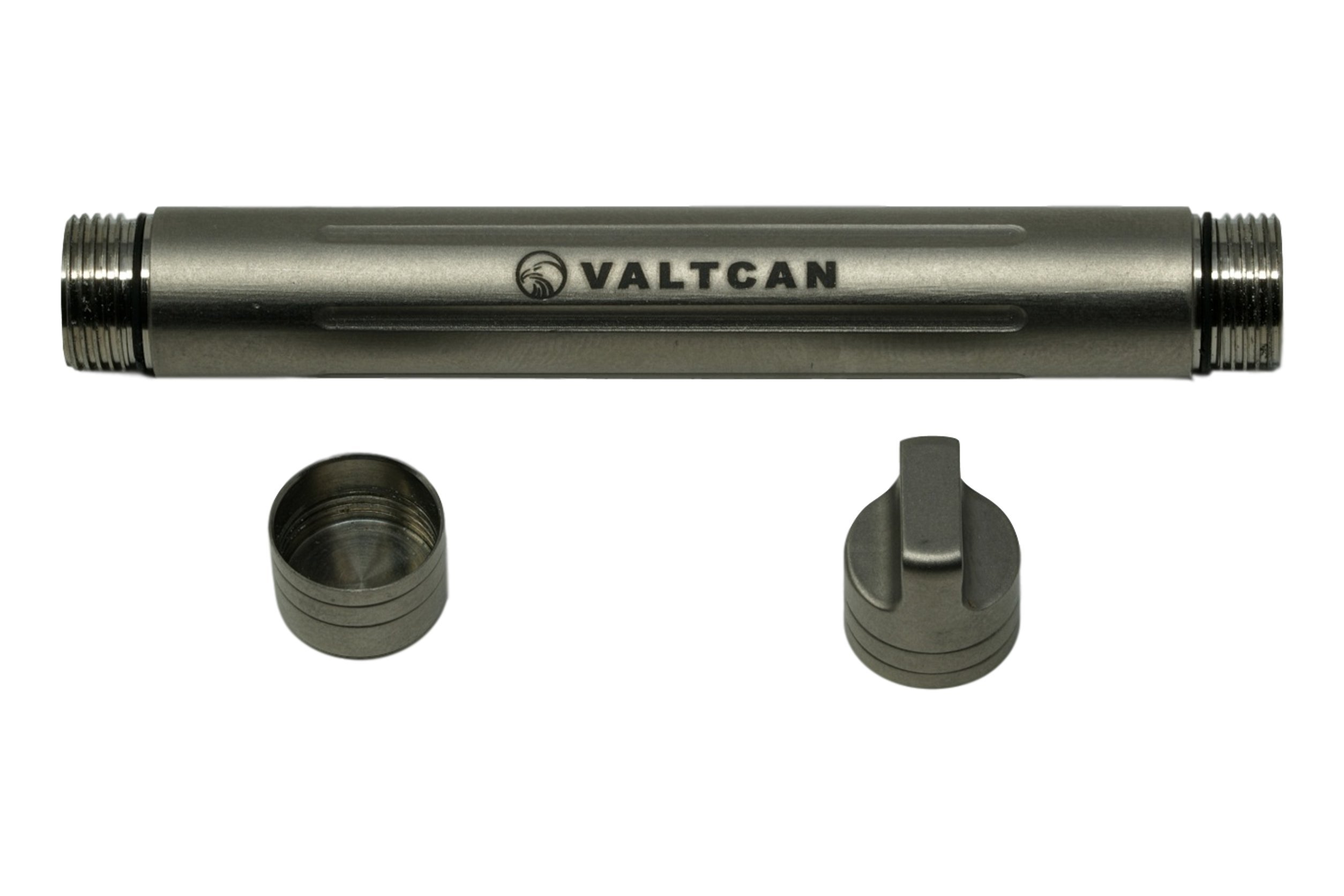 Valtcan Titanium Toothpick Holder Pill Canister Keychain Original New Textured Design with Double Ended Seals