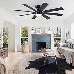 BYKISTOK Black Ceiling Fan with Light and