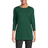 Lands' End Women's 3/4 Sleeve Supima Cotton Crewneck Tunic