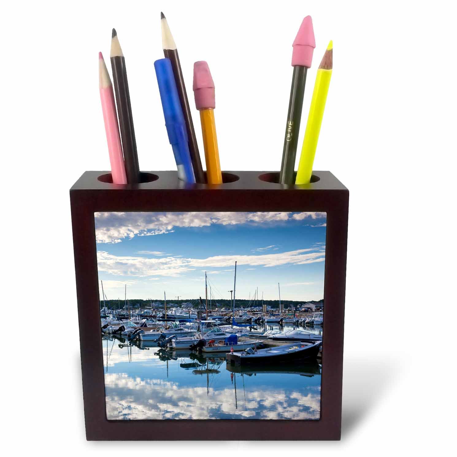 3dRose ph_230908_1 5-Inch Massachusetts/Cape Cod/Wellfleet/Town Marina Tile Pen Holder