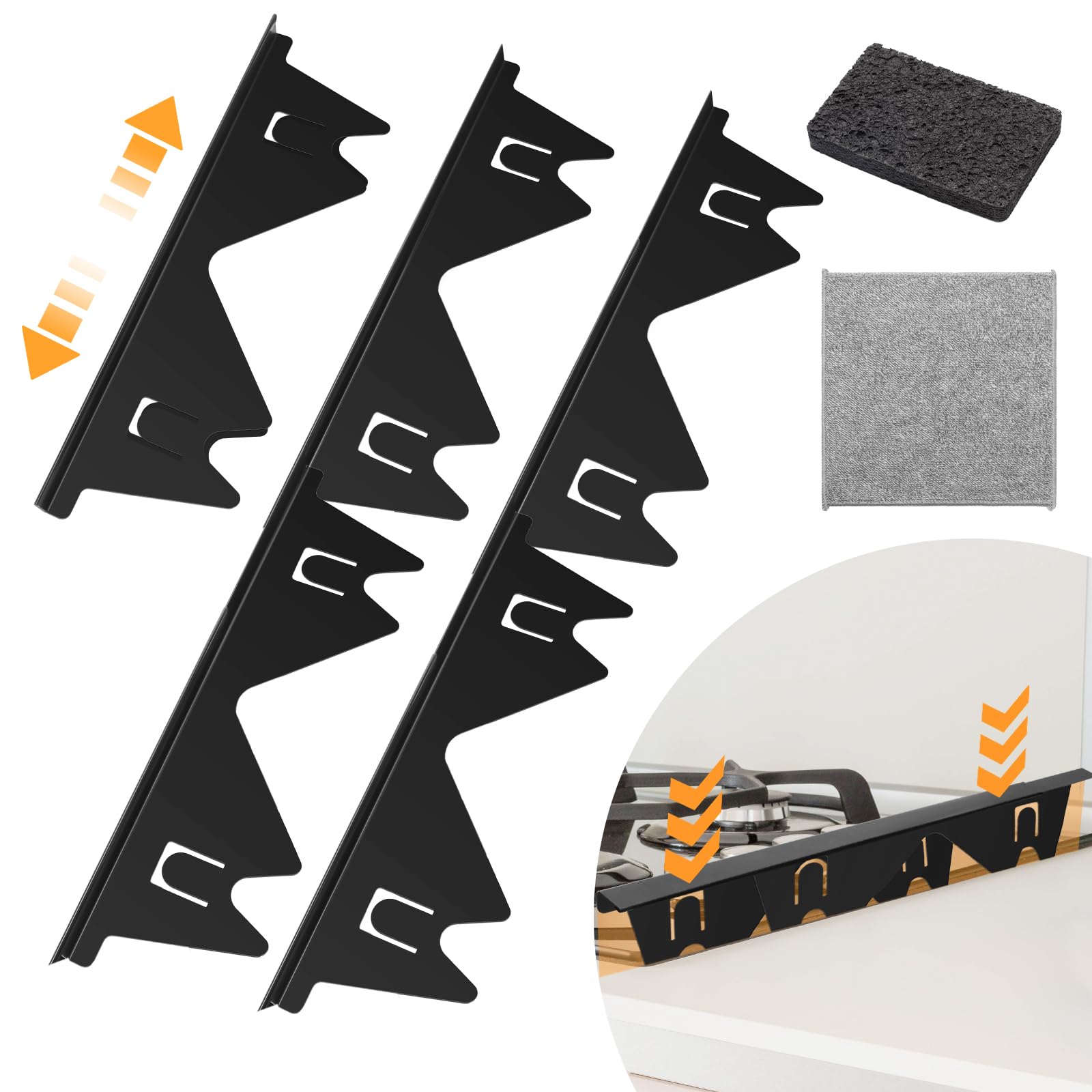 Photo 1 of 2Pack Stainless Steel Stove Gap Covers, COITEK Adjustable Stove Counter Gap Filler Between Counter for Countertop Black Metal Heat Resistant Retractable Length 13.8" To 27.5", Width 0.79"