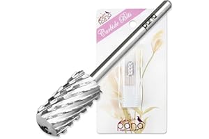 PANA 3/32" Large Smooth Round Top Safety Carbide Nail Drill Bit for Gel Polish & Acrylic Removal Nail Salon Manicure Pedicure Electric File Tools (Large Barrel - Silver, 3X Coarse)