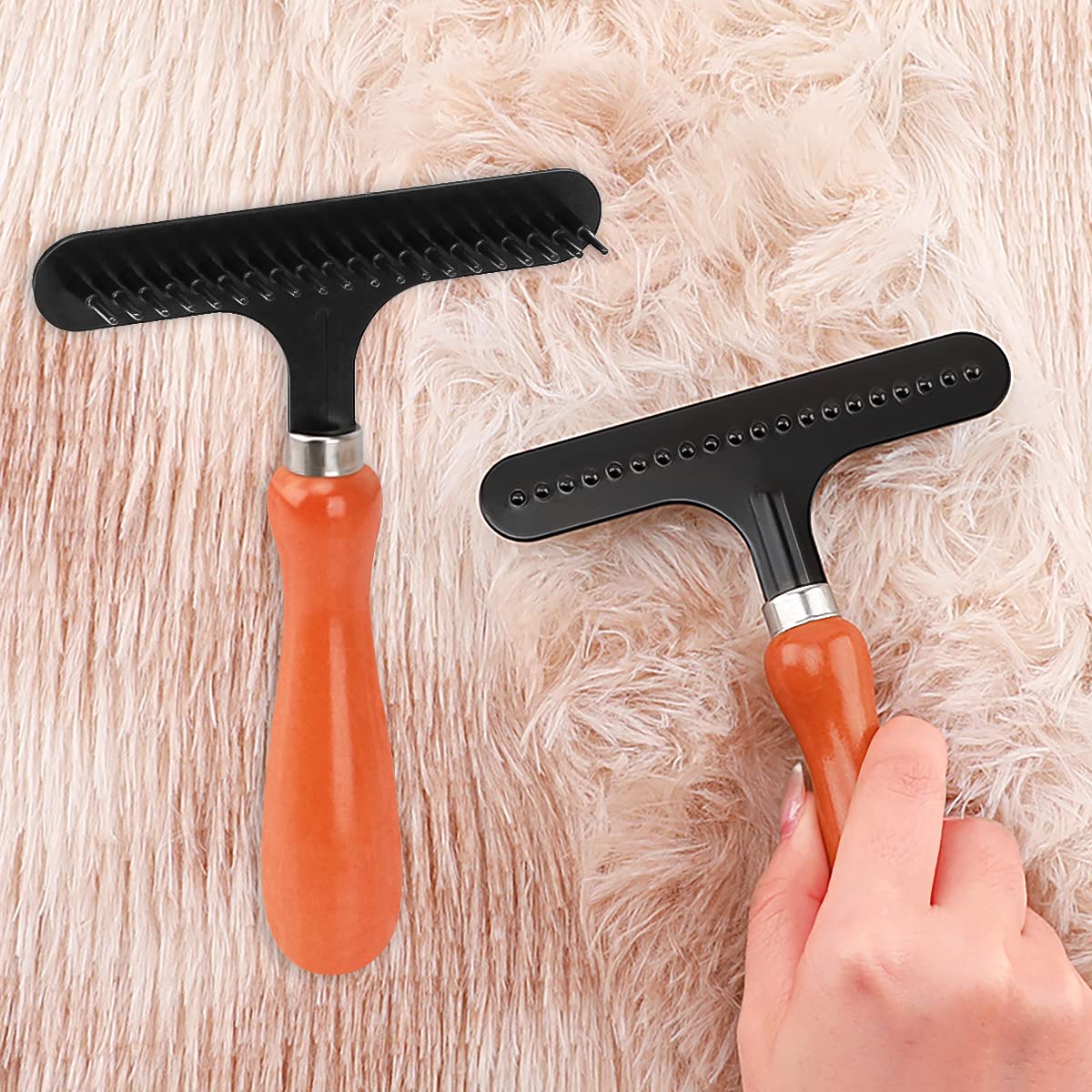 Maylanny Carpet Rake,Portable Rug Groomer Rake, Carpet Fluffy Corrector, Capet Cleaner Rake, Carpet Rake for Matted Carpet Shag Rug Rake(11 X 15 CM,1 PCS)