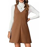Milumia Women V Neck Corduroy Overall Dress 2025 Fall Mini Pinafore Jumper Dress