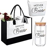 Tudomro 3Pcs Mrs Gift Mother of the Groom Bridal Shower Wedding Gift Tote Bag Makeup Pouch Travel Tumbler(Retro Style)