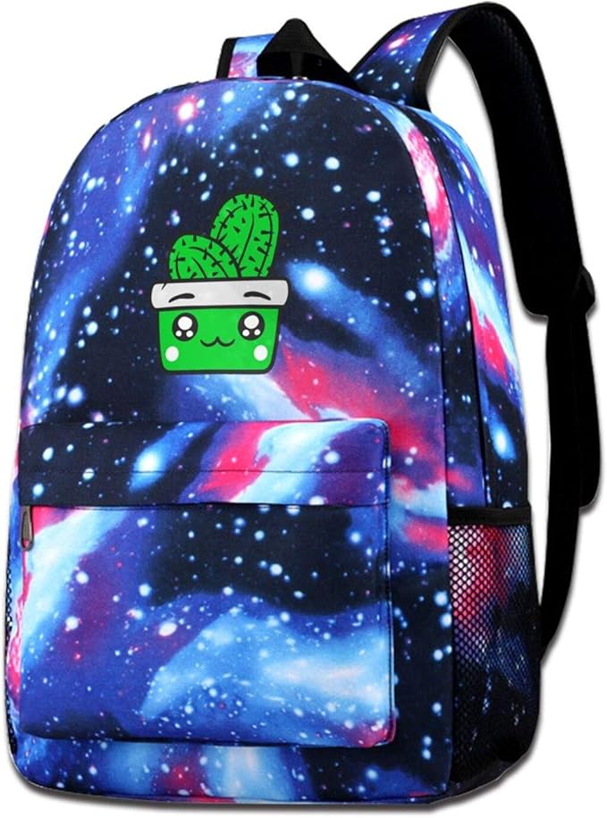 Cartoon Cactus Backpack Shoulders Bag Star BlueSky Travelling Knapsack