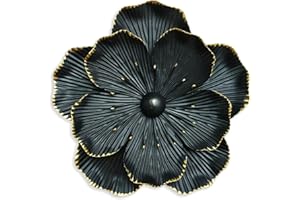 PICFARCE Metal Flower Wall Art Decor, 9" Rustic Modern Floral Sculpture, Distressed Iron Wall Hanging Home Decoration Accent Artworks for Indoor Kitchen Bedroom Living Office Outdoor Garden Patio (35C-Black)