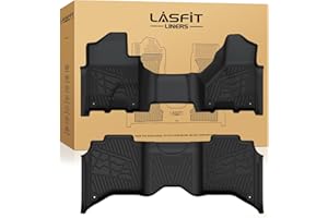 LASFIT Floor Mats 2019-2025 2026 for Ram 2500/3500 Crew Cab Bench Seat, Not for Bucket Seat & Model with PTO KIT or 4X4 Shifter, All Weather TPE Custom Fit Car Mats Floor Liners 1st & 2nd Row, Black