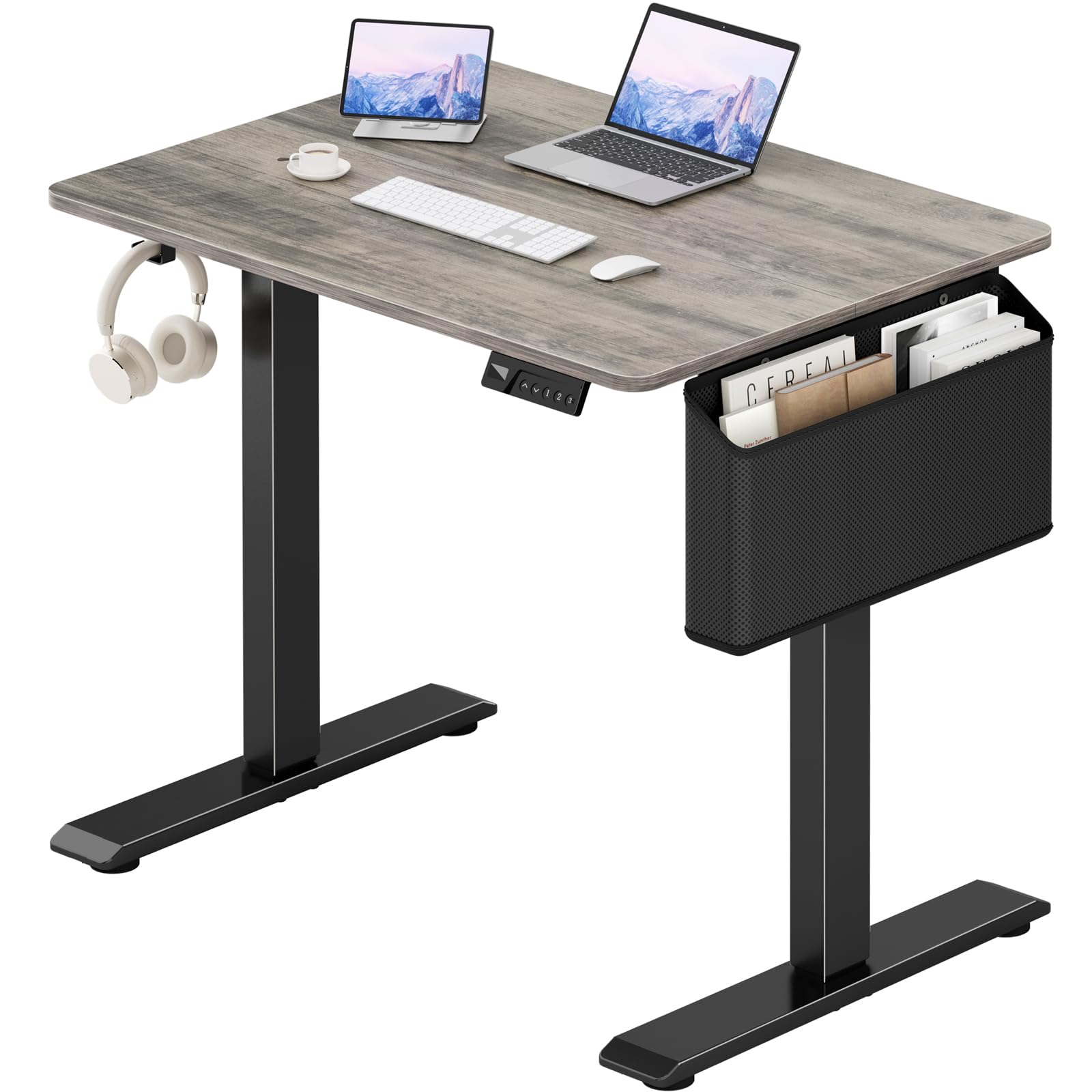 Photo 1 of **BENT !!!!!KLUVIS Grey Small Electric Standing Desk - 32 Inch Narrow Small Adjustable Stand Up Desk for Writing Study Work, Mini Sit to Stand Desks Workstation for Adult Boys Girls Bedroom Home Office
