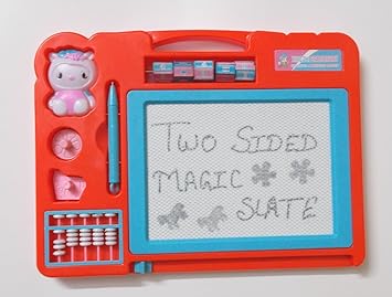 Glitter Collection Magic Slate + Black Slate Chalk Board,Double Sided Slate Magic + Chalk Slate (Color May Vary) DB2