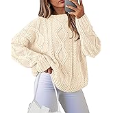 BTFBM Casual Women Long Sleeve Sweater 2026 Fall Ribbed Knit Pullover Loose Crewneck Cable Sweater Jumper Tops