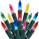 HISHINY Christmas Lights 100 Count Multicolor Christmas Tree String Lights with Green Wire for Outdoor Indoor Christmas Decorations Wedding Decorations Valentines Day Decor,UL Certified (21feet)