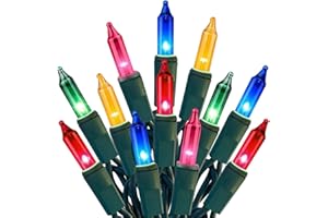 HISHINY Christmas Lights 100 Count Multicolor Christmas Tree String Lights with Green Wire for Outdoor Indoor Christmas Decorations Wedding Decorations Valentines Day Decor,UL Certified (21feet)