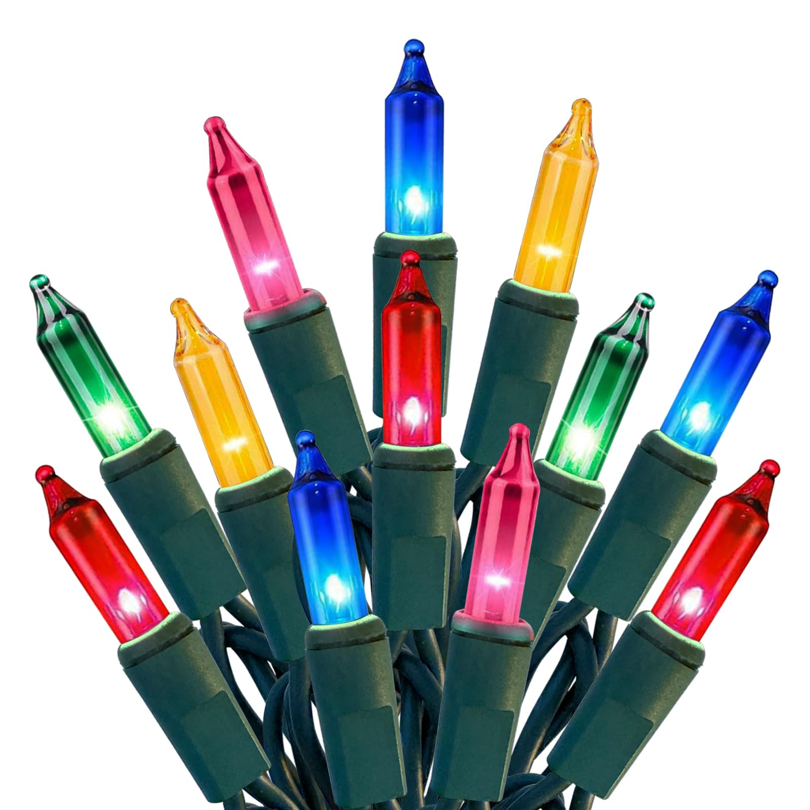 Photo 1 of HISHINY Christmas Lights 100 Count Multicolor Christmas Tree String Lights with Green Wire for Outdoor Indoor Christmas Decorations Wedding Decorations Valentines Day Decor,UL Certified (21feet)