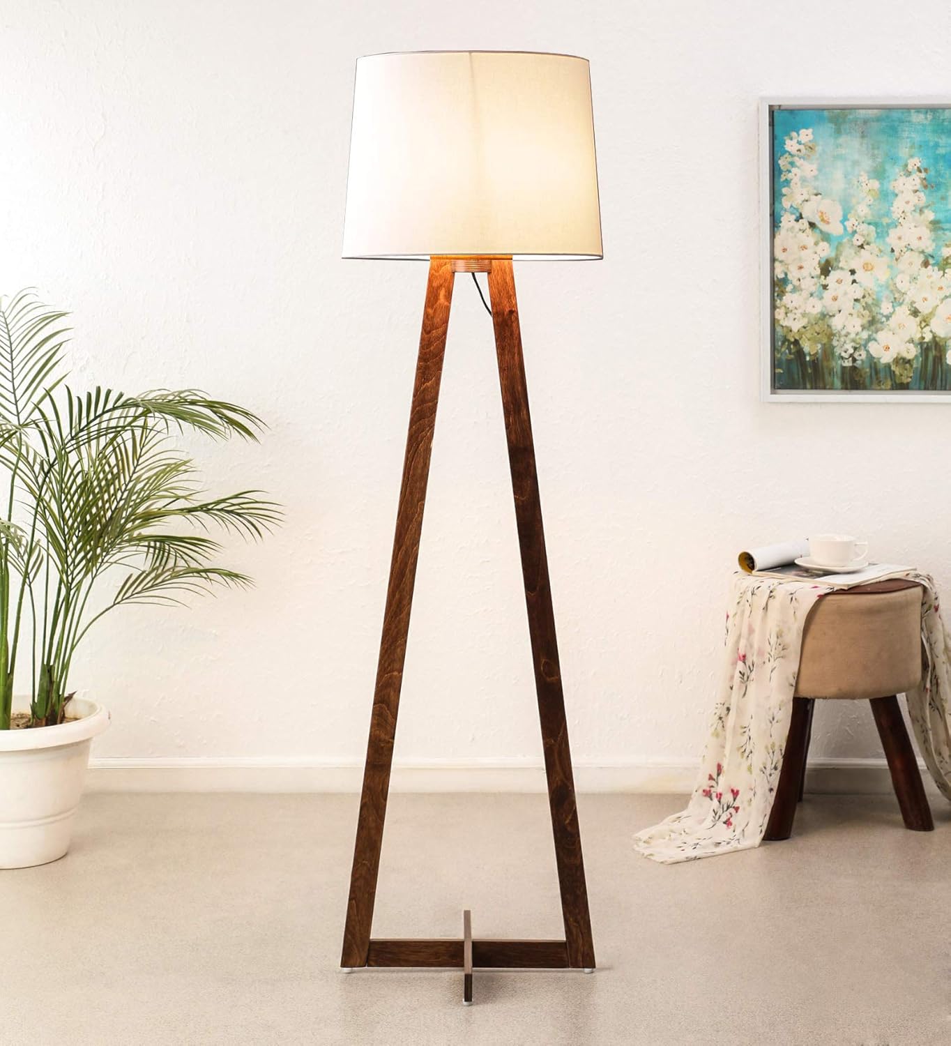 Crosscut furniture Wooden 2 Leg Floor Lamp Decorative