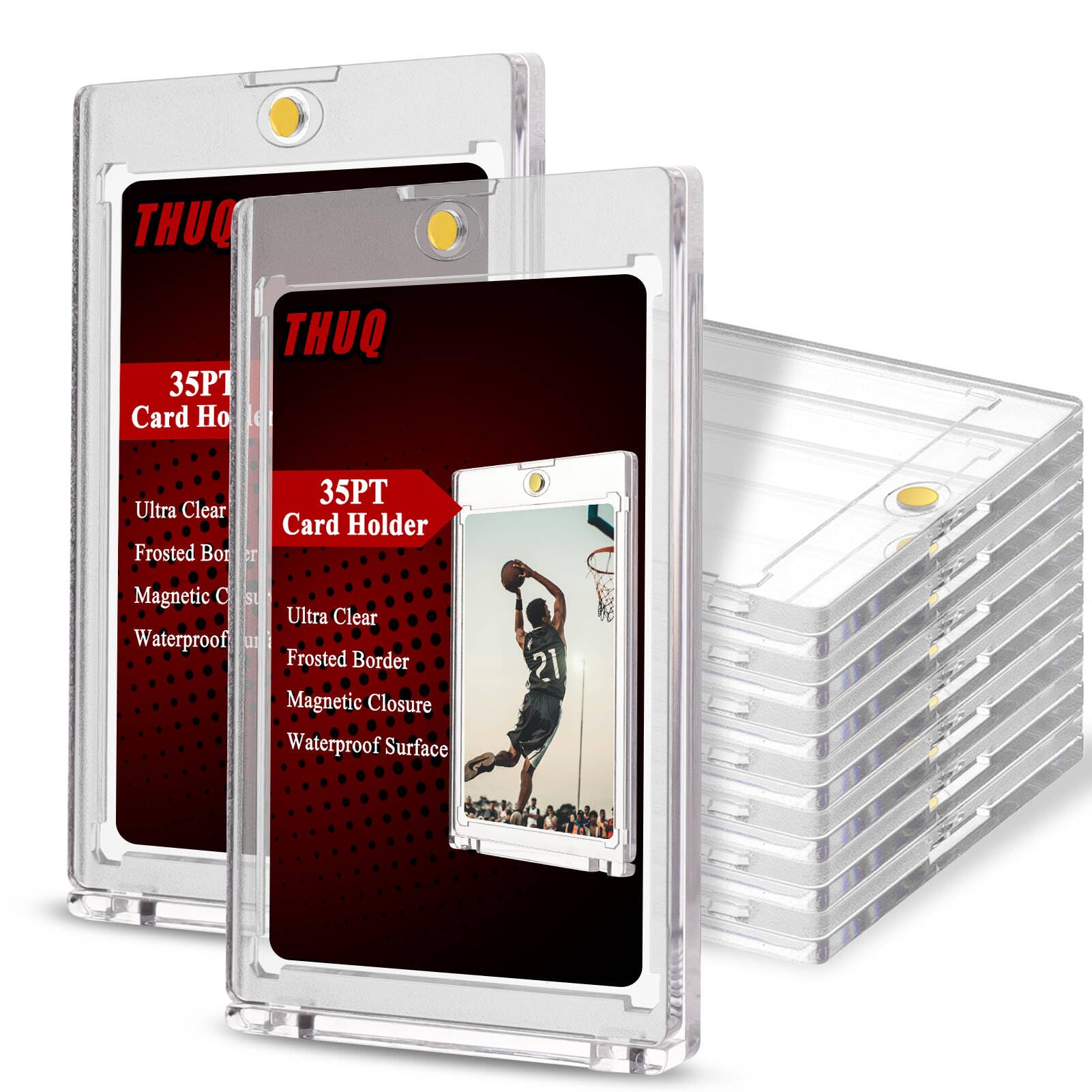 Photo 1 of 10ct Magnetic Card Holder for Trading Cards, 35pt Magnetic Card Case for Baseball Cards, Display Case for Game Cards, Sports Cards, Card Protectors Hard Plastic Acrylic