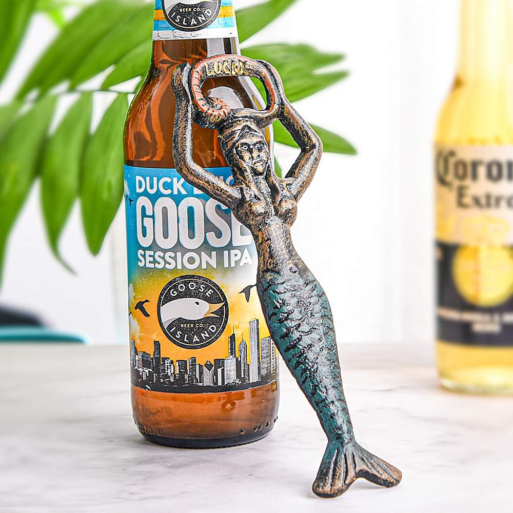 Sungmor Cast Iron Mermaid Bottle Opener, Vintage Portable Bottle Cap Opener - Image 3