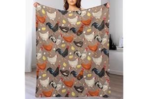 ARIOLUER Chicken Printed Blanket, Soft Fuzzy Flannel Plush Chicken Gifts Throw Blanket for Couch Sofa Bed Chicken Lover, Funny Colorful Rooster Blankets for Baby Kids All Season 60"x50"