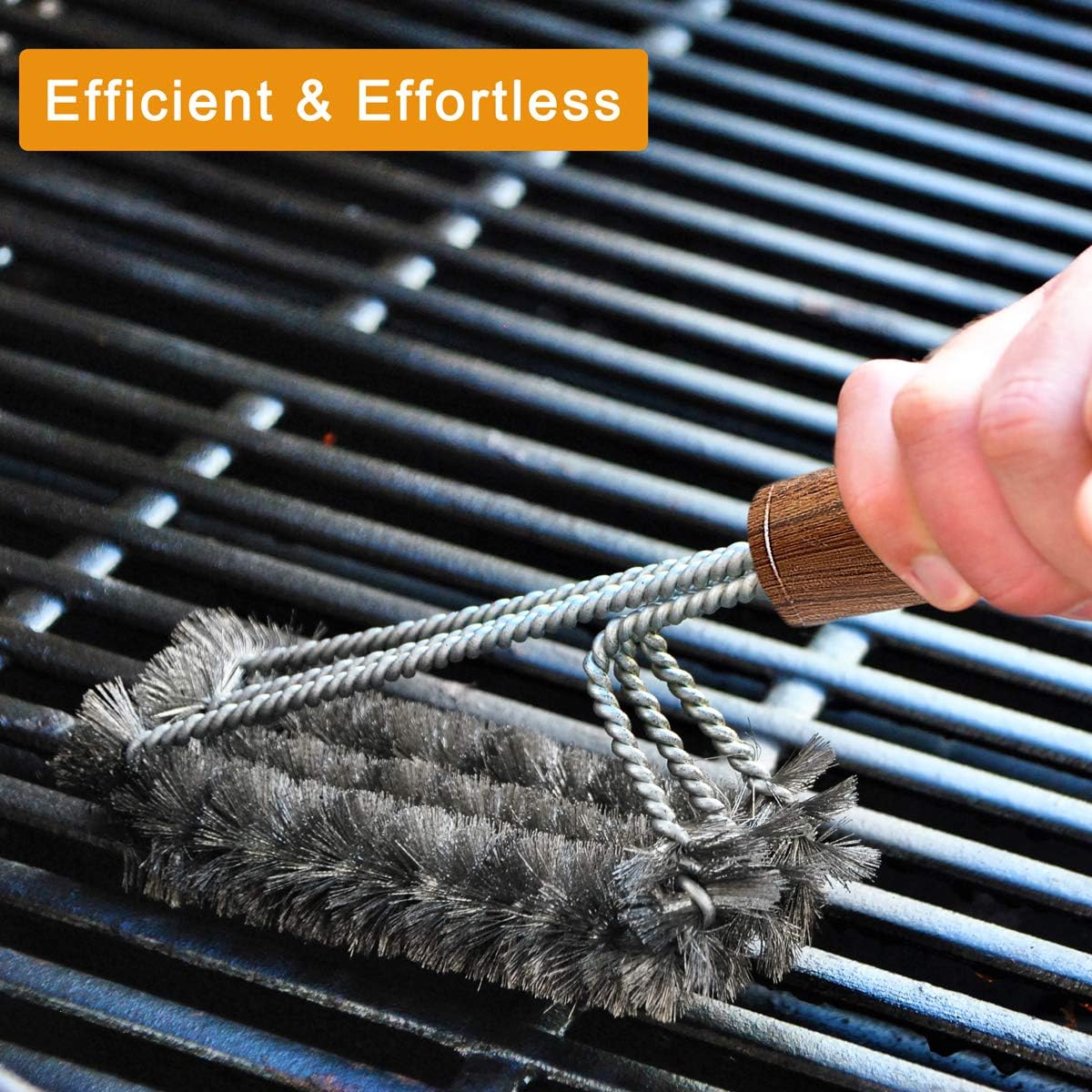 grilljoy 4PC Heavy Duty Grill Brush and Scraper with Carrying Bag - Exclusive Grill Cleaning Kit with Extra BBQ Wire Brush Head - Perfect BBQ Brush for Gas Grill Cleaning for Men Gift: Home & Kitchen