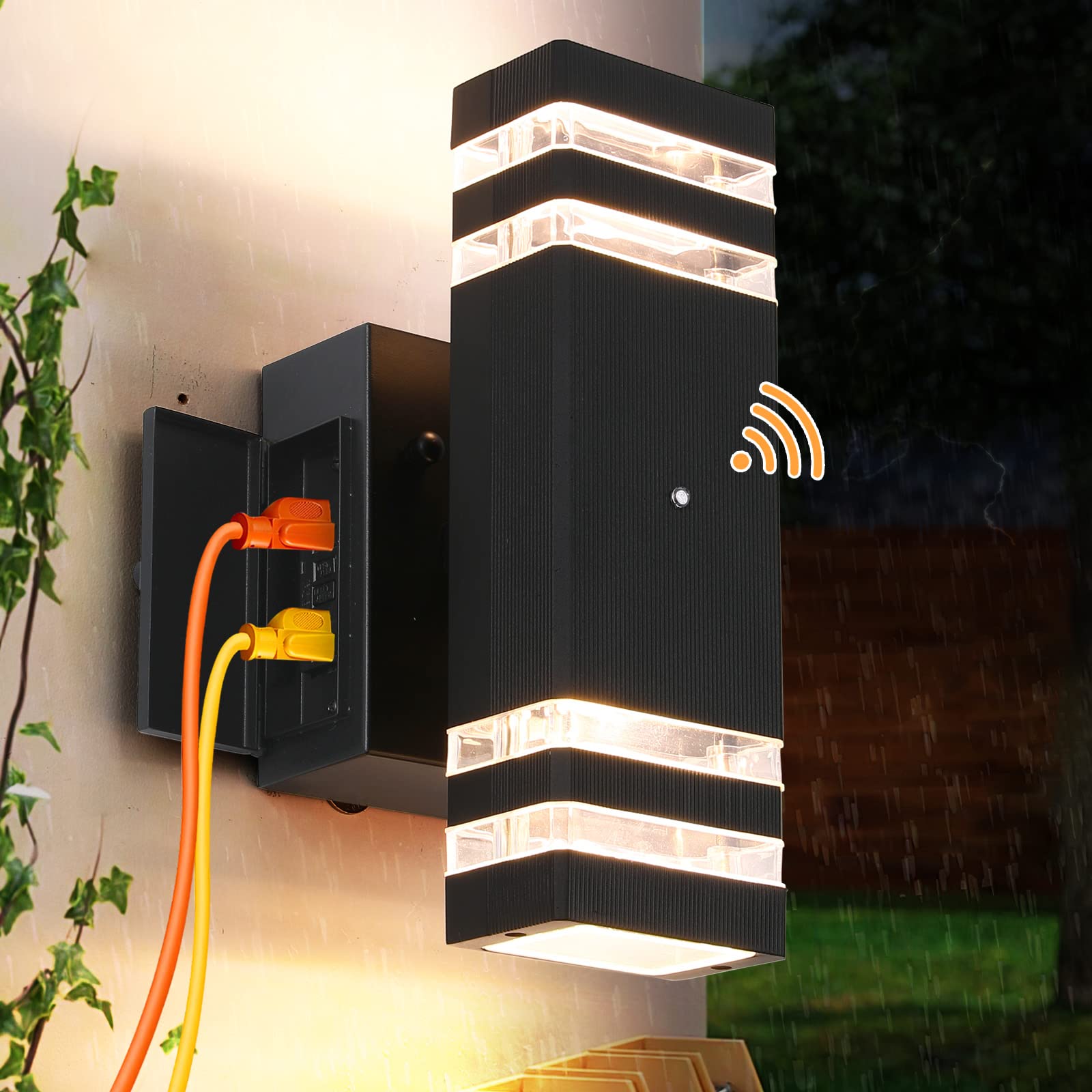 Photo 1 of TEBLAMPUE Porch Lights with GFCI Outlet, Dusk to Dawn Outdoor Lights with Outlet, IP65 Waterproof Anti-Rust Exterior Light Fixture Outside Wall Sconce for House Porch Garage Front Door
