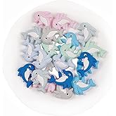 21Pcs Dolphin Silicone Beads for Keychain Making, Cute Animal Resin Bead Bulk Mix Color Silicone Bead Charm for DIY Necklace Bracelet Jewelry Making