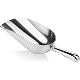 New Star Foodservice 34523 One-Piece Cast Aluminum Round Bottom Bar Ice Flour Utility Scoop, 12-Ounce, Silver