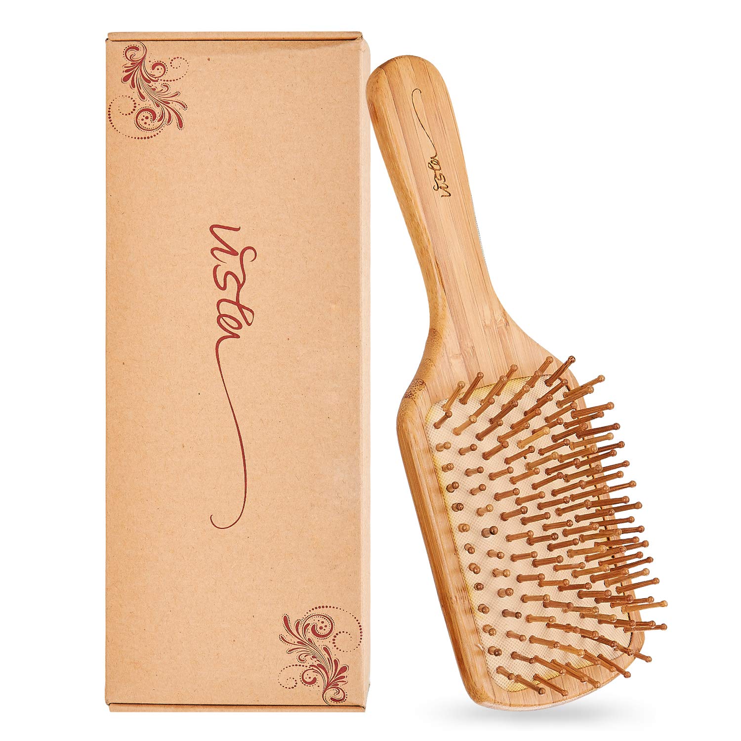 Hair Brush Bamboo Hairbrush For Long,Thick,Curly,Wavy,Dry or Damaged Hair, Paddle Hair Brush Reducing Hair Breakage and Frizzy, No More Tangle