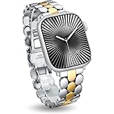 Moolia Stainless Steel Bracelet Compatible with Apple Watch Band 42/41/40/38/46/45/44/49mm Designer Elegant Metal Women Replacement Bracelet for iWatch Series 11 10 9 8 7 6 5 4 3 2 1 SE/Ultra(1/2/3)