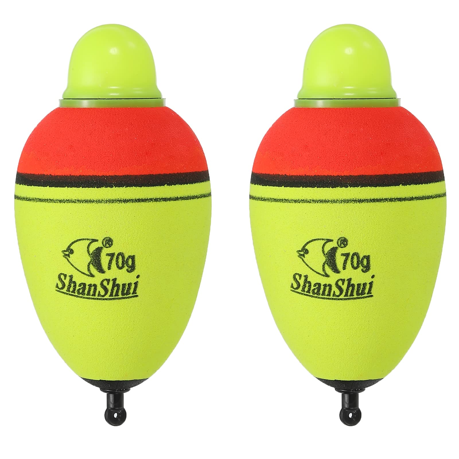 PATIKIL 2.5oz Lighted Fishing Slip Bobbers, 2 Pack EVA Green Red LED Light Up Fishing Float for Night Fishing, Yellow