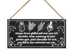 QVUXZ Witches Kitchen Wood Sign Decor, Witchy Gothic Decor for Home Kitchen Dining Room Hanging Sign Magic Witchcraft Decoration, Best Witches Gifts, Always Throw Spilled Salt