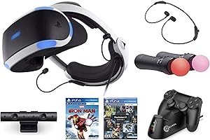 ZAROBO Newest Playstation VR Iron Man, Compatible with PS4 & PS5: VR Headset, Camera, Move Motion Controllers, Iron Man + Marxsol PS4 Controller Fast Charging Dock Bundle