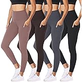 NexiEpoch 4 Pack Leggings for Women - High Waisted Tummy Control Soft Black Capri Yoga Pants with Pockets for Workout