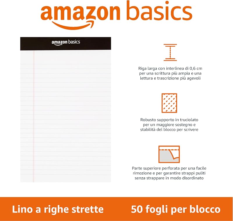 Legal/Wide Strisce, 50 fogli per cuscinetto, confezione da 12, formato A5 x 8-pollici, bianco