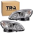 TRQ Driver & Passenger Side Headlight Assembly Set Headlights Driver & Passenger Side Compatible with 2008-2011 Mercedes-Benz C300 C350 C63 AMG MB2502162 MB2502163 MB2503162 MB2503163